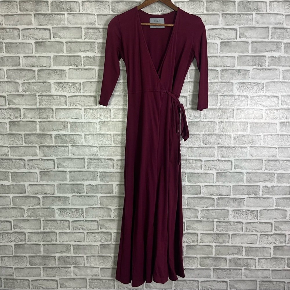 tonle Burgundy Midi Dress
